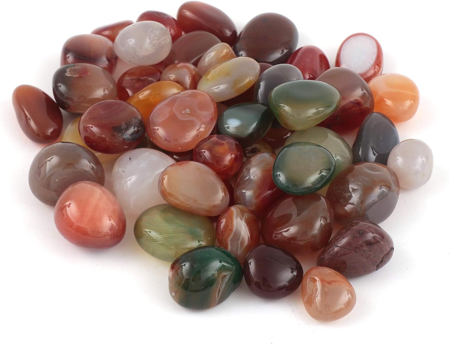 Shiny Stone Natural Colorful Agate Round Loose Beads Gemstone Crystal Tumbled Chips Crushed Stone for Fish Tank Succulent Home Garden Gifts Decoration 1.5lbs/680g (20-30mm)