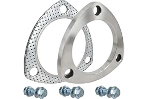 SHINTONES 3 Inch 3 Bolt Exhaust Flange and Gasket,Stainless Steel Exhaust Flange Connection Set with Flange Bolts and Nuts(76mm)