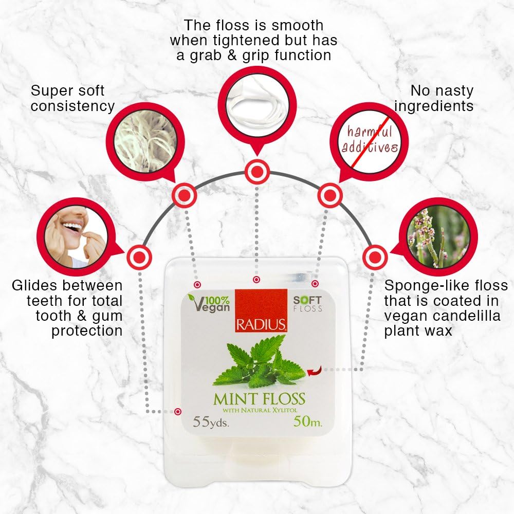 RADIUS Floss Vegan Xylitol Mint, 181 g - Pack of 3, No Color - Image 4