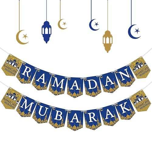 Yummuely Ramadan Mubarak Banner, Ramadan Banner, Muslim Islamic Gift for Ramadan and EID Celebration, Festival Hanging Decorations for Home, Mantle, Fireplace, Wall, Party Supplies (Gold and Blue Yummuely Ramadan Mubarak Banner, Ramadan Banner, Muslim Islamic Gift for Ramadan and EID Celebration, Festival Hanging Decorations for Home, Mantle, Fireplace, Wall, Party Supplies (Gold and Blue