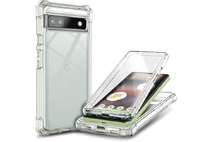 WDHD Designed for Google Pixel 6A Case with [Built-in Screen Protector], 9FT Military Grade Drop Tested, Full-Body Protective Shockproof Rugged Bumper Case (Clear)