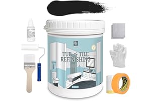 SHANGTIANFENG 32 FL Oz Black Ceramic Tub and Tile Refinishing Kit - Bathtub, Bathroom Wall, Countertop, Sink Paint - Easy to Use, Waterproof, Low Odor, No Toxic (White 50-60 sq.ft)