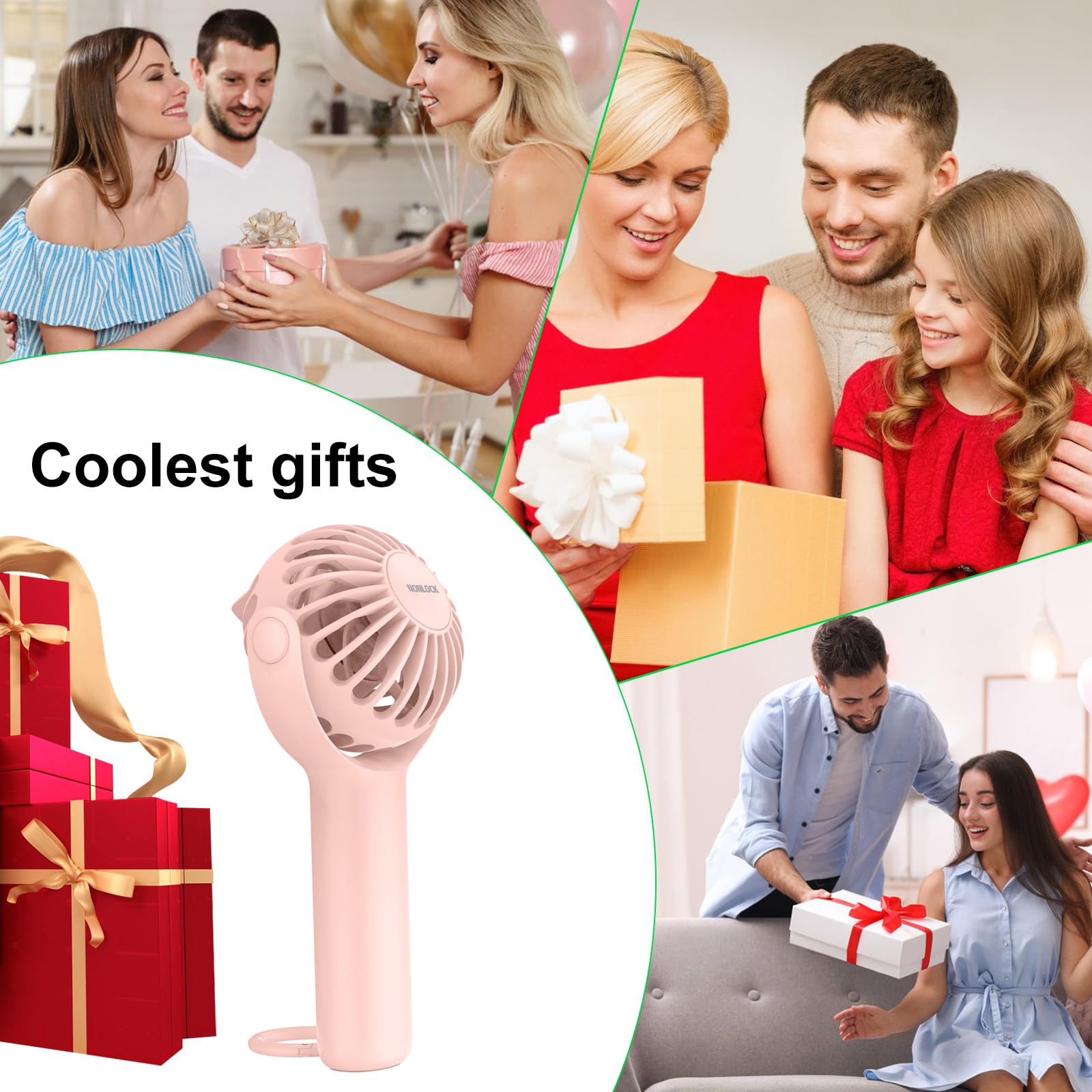2 IN 1 Portable Handheld Mini Fan,Powerful Cooling,Personal Small Hand held Quiet Fan,Adjustable Desk Fan,Beach Travel Neck Fan,USB Rechargeable, Birthday Gifts for Women Mom(Pink)