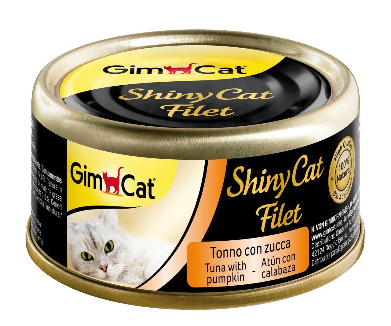 GimCat ShinyCat Fillet Chicken - Cat food with 100% fillet for adult cats - No added sugar, gluten-free - 1 can (1 x 70 g)