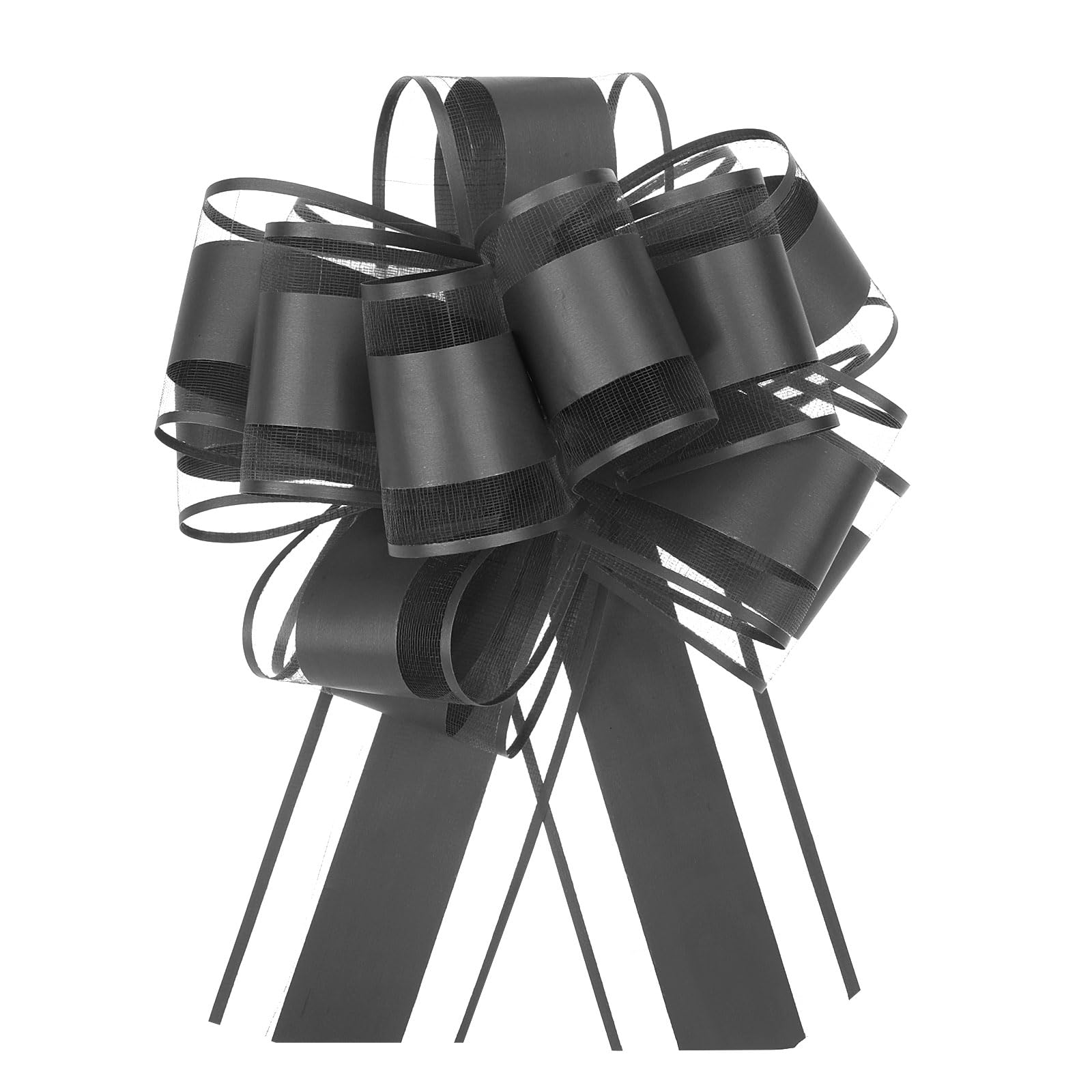 Uxcell 5pcs 6 Inch Large Big Pull Bow Organza Gift Wrapping Bows Ribbon for Wedding Car Baskets Presents Christmas Bow, Black