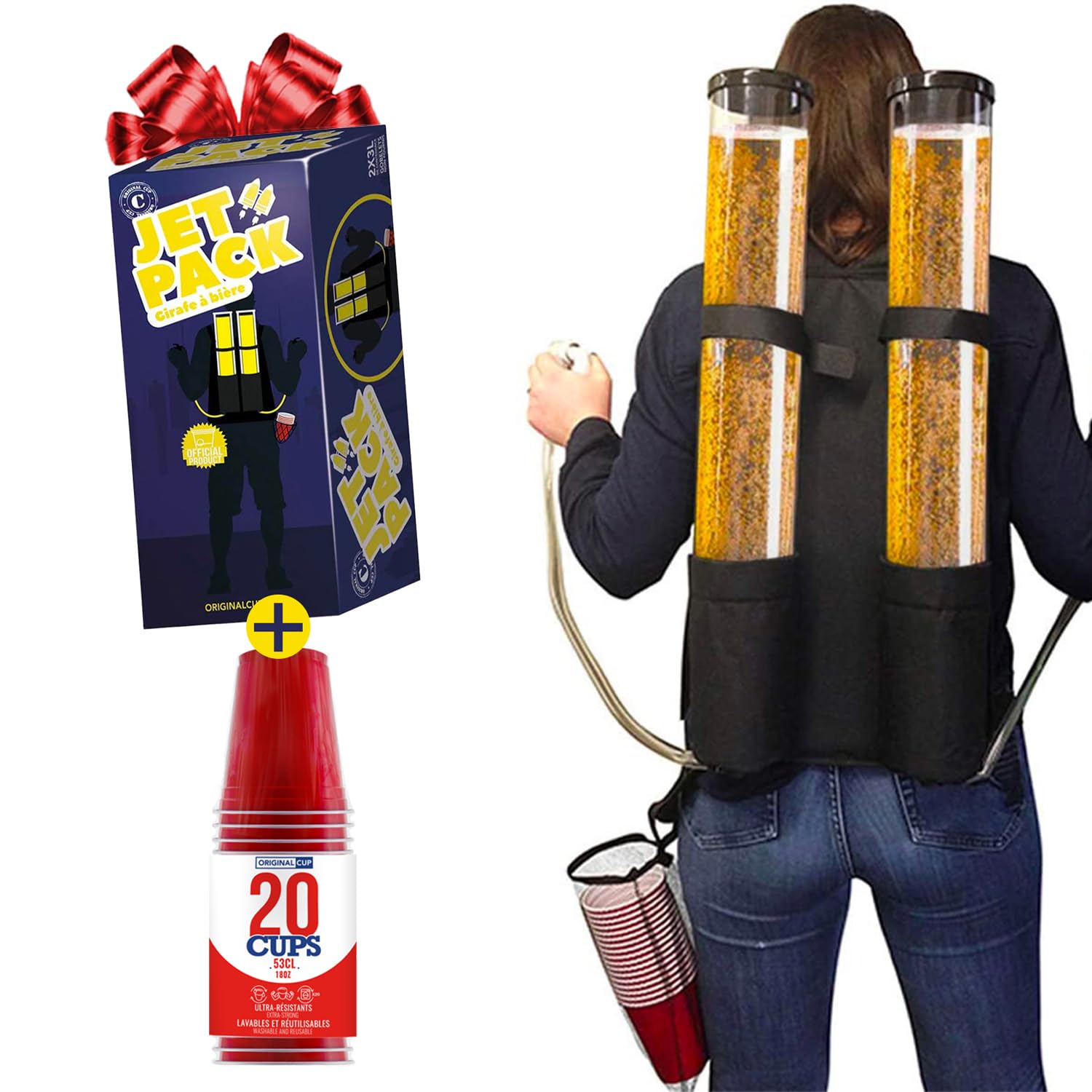 Double Beer Jet Pack | Drink Dispenser | Backpack | Premium Quality | 2 Reservoirs | 2 x 3L of Liquid | 2 Beer Nozzles | Drinks | Party | House Party | OriginalCup®