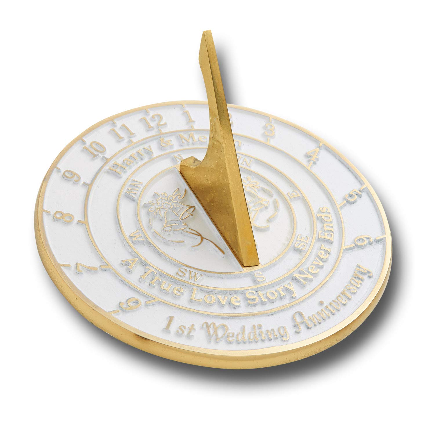 The Metal FoundryPersonalized 1st Sundial - Recycled Solid Brass UK Manufactured Home Decor, Garden Present Idea for Him, Her, Parents, Friends, Couple On First Year of Marriage