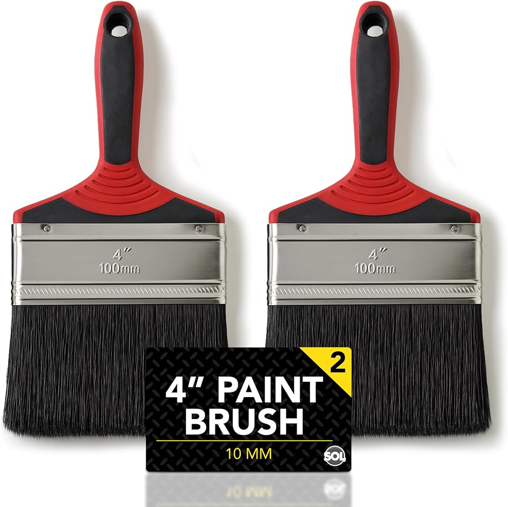 SOL 2pk 4 Inch Paint Brushes – Wide Paint Brush for Walls Decking Fences