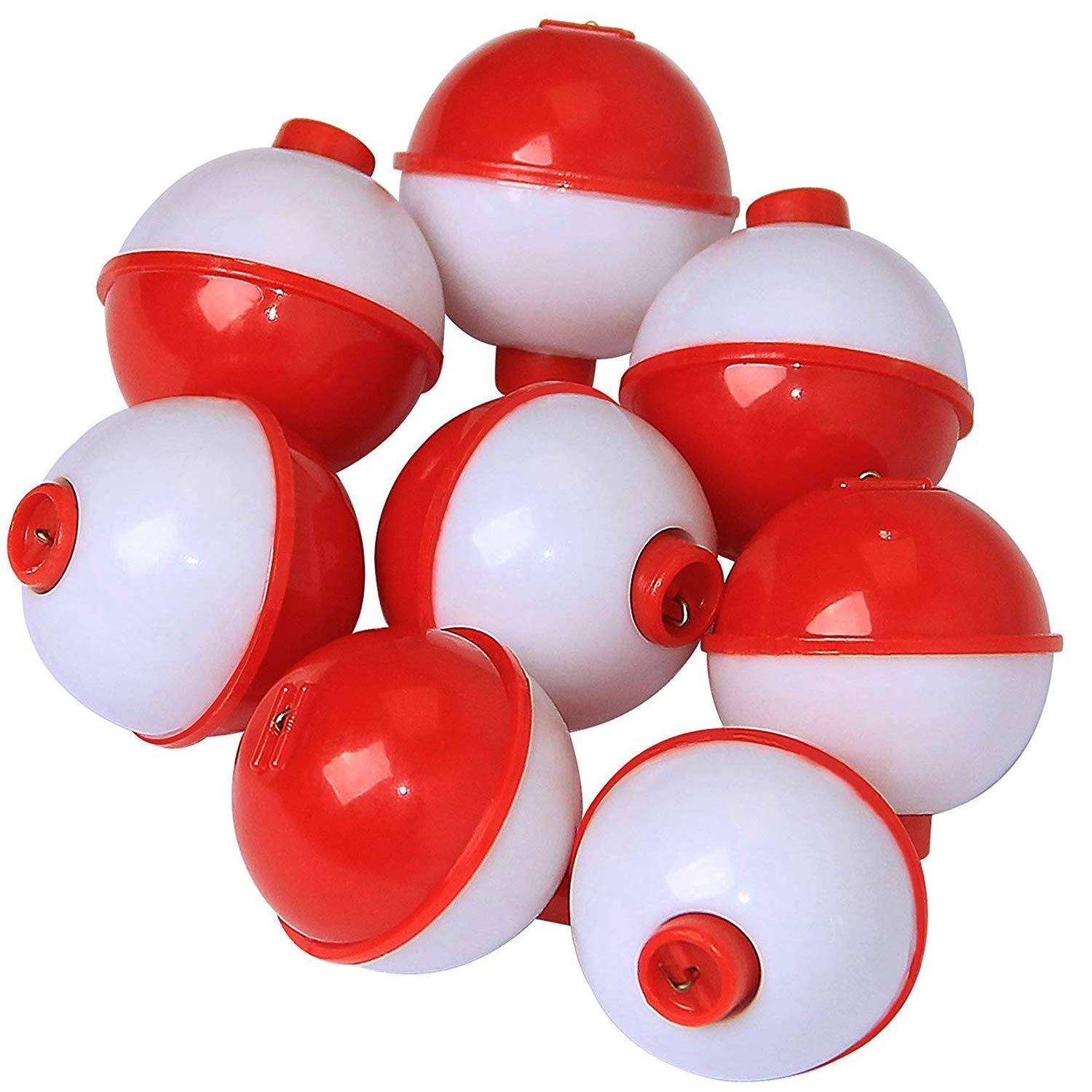 Fishing Bobbers Floats Snap-on Fishing Floats Spring Bobbers Red/White Push Button Round Buoy Kit for Kids Decorations Large Small Size 0.5 0.75 1 1.25 1.5 2inch