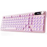 EWEADN V102 Wireless Keyboards, 98 Key Gaming Keyboard with Screen & Media Knob, Custom RGB Backlit, Tri-Mode BT5.0/2.4GHz/Wi