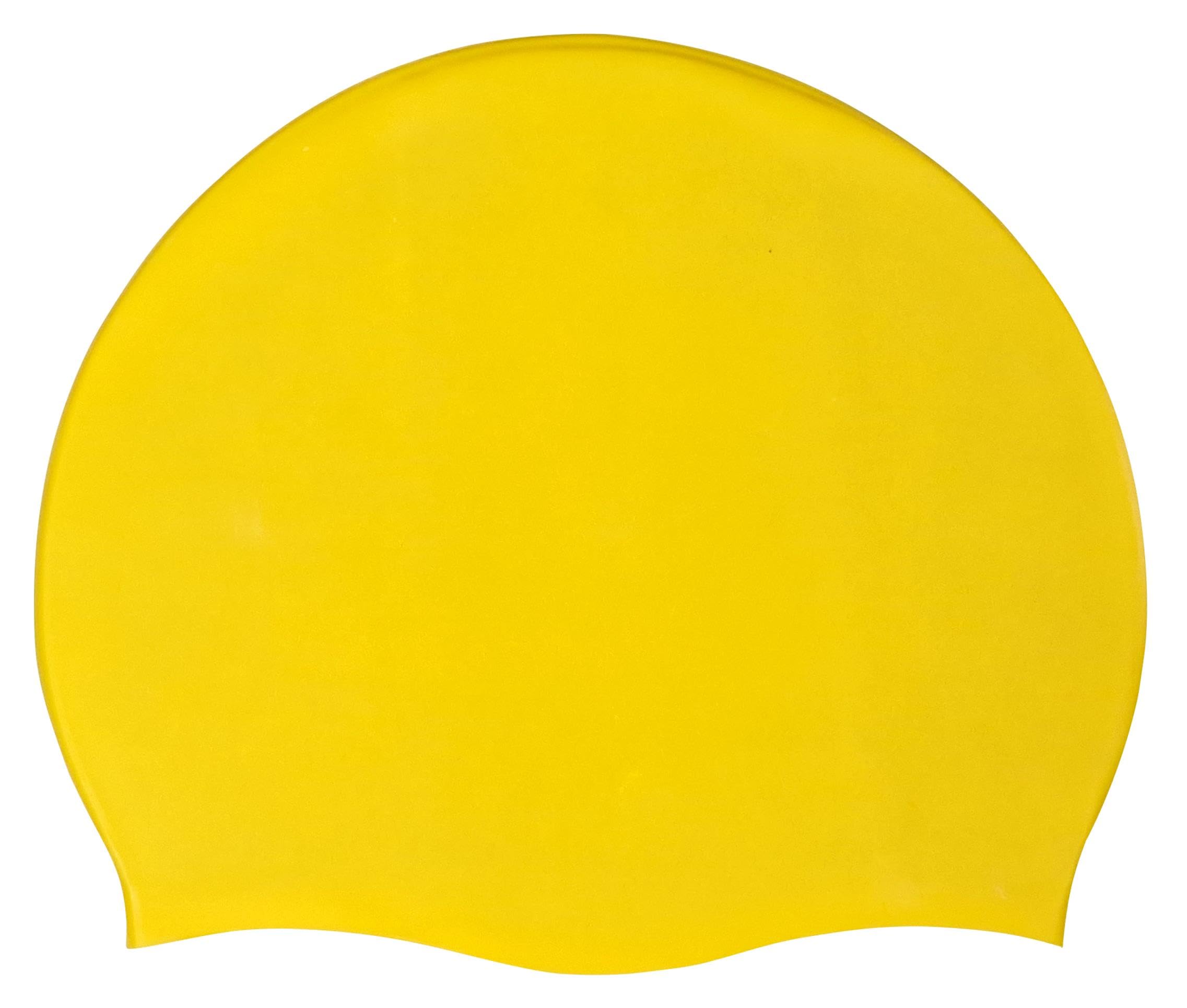 Blue Reef Stretchy Silicone Unisex Women Men One Piece Swimming Hat Swim Cap Plain Unbranded Fluo Dark Pastel Colours One Size Adults 8+ Years Easy Pull On Swim Hat (Yellow)