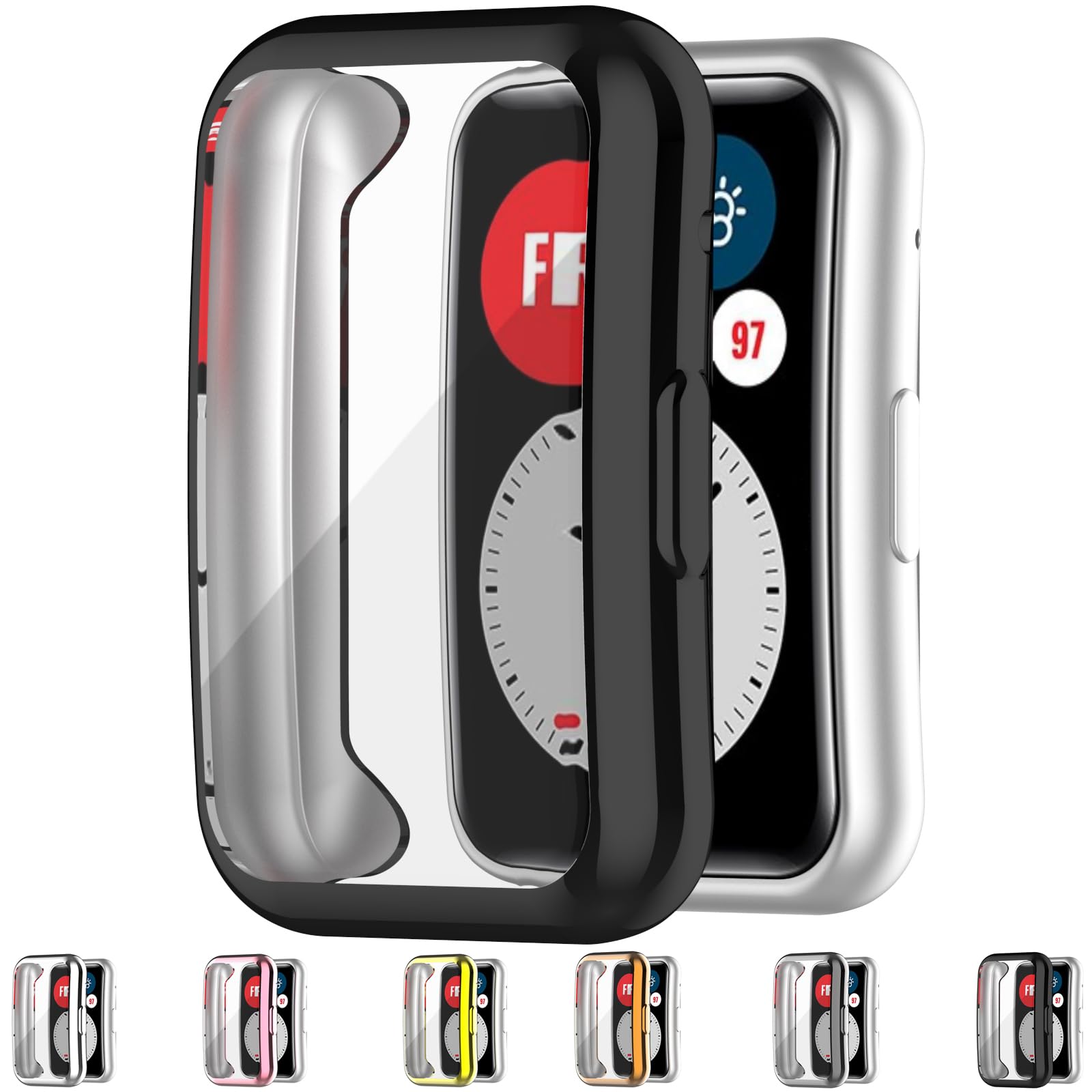 AWADUO Compatible with Huawei Watch Fit Special Edition(B39)/Watch Fit (TIA-B09/TIA-B19)/Watch Fit New TPU Protective Case Cover, Smartwatch Protective Case Cover Shell Soft And Durable(Black)