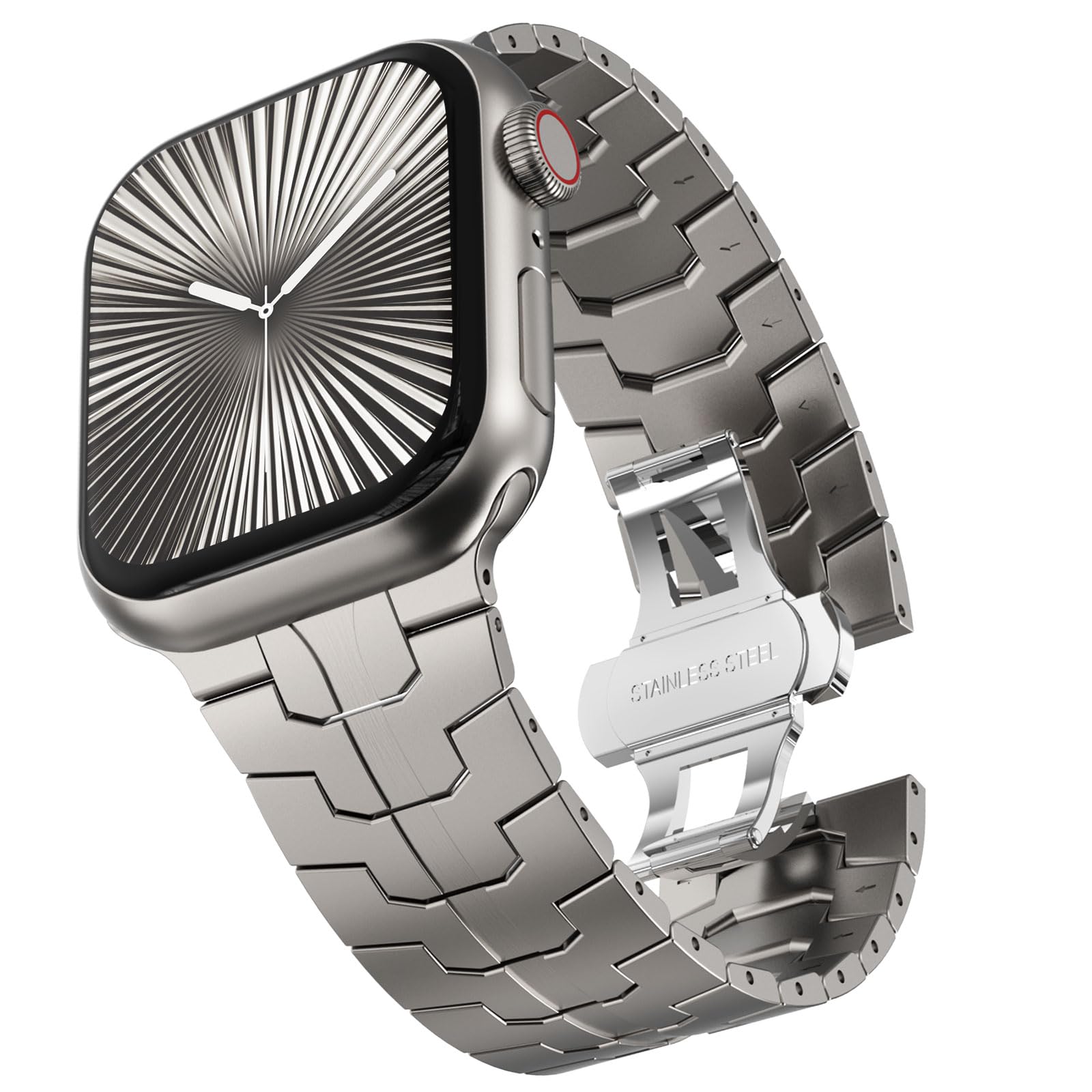 KADES 42mm(Series 10) 41mm 40mm 38mm Compatible with Apple Watch Strap, Stainless Steel Link Bracelet Replacement Band for iWatch Series 10 9 8 7 6 5 4 3 2 1 SE,Titanium