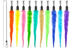 MEOHUI 10PCS Cat Worm Toy for Cats, Cat Wand Toy Accessories, Cat Feather Toy Attachments Replacements, and 1PC Black String for Cat Fishing Pole Toy, Assorted Worm Cat Toy Teaser for Indoor Cats Kitten