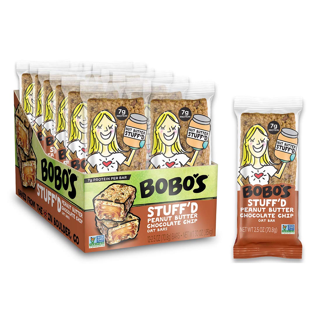 Bobo's Oat Stuff'd Bars, Chocolate Chip Peanut Butter, 2.5