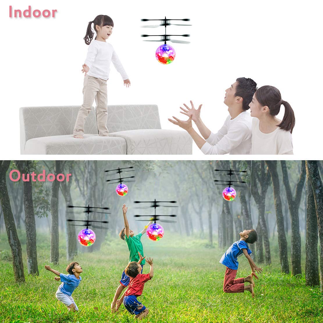 UTTORA Flying Ball, RC Helicopter Ball Kids Toys RC Infrared Induction Helicopter Fun Gadgets Mini Drone Flying Toys with Flashing LED Lights for Kids Adults