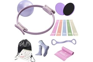 Gtzzot Pilates Essentials Kit for Women, Yoga Exercise Equipment Set for Home Workouts with Mini Ball, Resistance Bands, Sliding Disks & Accessories - Fitness Set for Yoga & Pilates Beginners