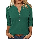 JomeDesign Womens Tops 3/4 Sleeve V Neck Shirts Dressy Casual Tunic Blouses Summer Tees