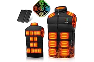 THBYQK 21 Heated Zones Heated Vest, Heated Vest for Men & Women with 2 Pcs 20000mAH 7.4V Battery Pack 5 in 1 Smart Controller L