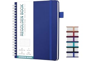 Regolden-Book Address Book with Alphabetical Tabs, Hardcover Address Organizer for Record Contacts, Telephone Book for Seniors, Internet Log Book Journal with Password, Pen Loop, Pocket, (5.7x7.2")