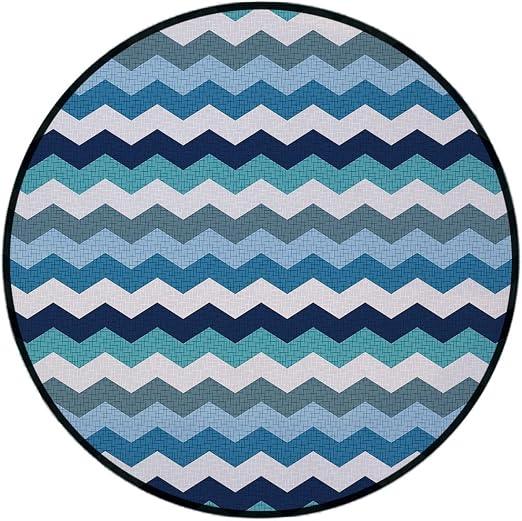 Amazon De Bedruckter Runder Teppich Aqua Cartoon Inspiriertes