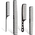 CGBARBER 4 Types Aluminum Hair Combs for Cutting Stainless Steel Hair Tail Metal Comb (Black)