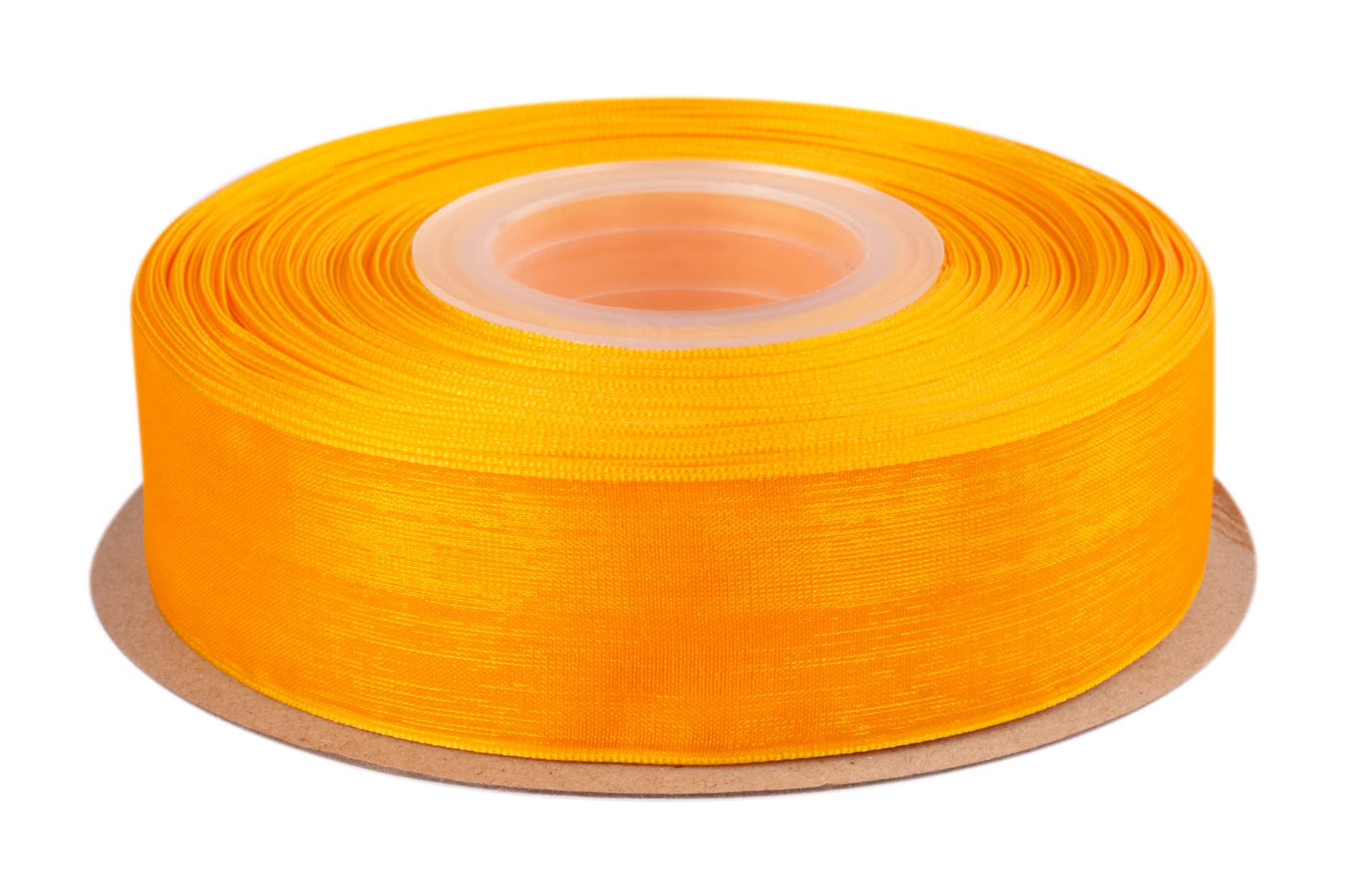 Ribbonitlux 25mm Sheer Organza Ribbon, Old Gold Shimmer Chiffon Ribbon 45M-Roll, Ideal for Wedding Events Christmas Decaration Making Floral Bouquets DIY Crafts
