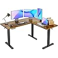 YDN L Shaped Standing Desk, Electric Standing Desk L Shape Adjustable Height Dual Motor, 63 x 55 Inch Corner Standing Desk with Splice Board for Home Office, Large Standing Desk, Rustic Brown