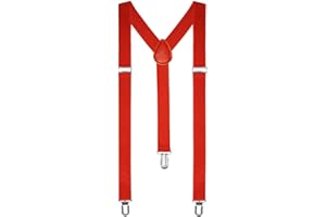 Boolavard Braces/Suspenders One Size Fully Adjustable Y Shaped With Strong Clips