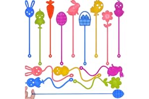 Howzcci 36 Pack Easter Sticky Hands Toys Easter Egg Bunny Chick Carrot Flower Basket Sticky Stretchy Toys for Kids Girls Boys Easter Basket Stuffers Easter Party Favors Gifts