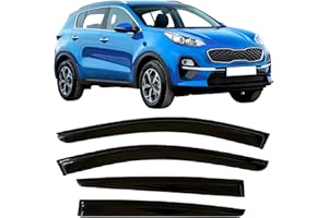 OLLTOZ 2017-2022 Tape-On Rain Guards for Kia Sportage Side Window Visor Deflectors Lx S Ex Sx Turbo Durable Tinted Shade 2018 2019 2020 2021