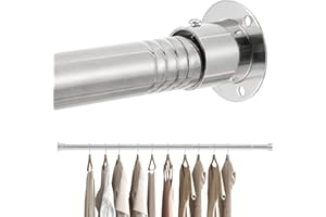 Closet Rod for Hanging Clothes,17-87in Adjustable Curtain Rod,Heavy Duty Tension closet rods Stainless Steel Metal closet han