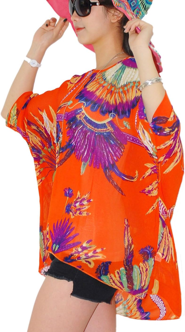 Loose T Shirts Half Sleeve Blouse Dolman Chiffon Oversized Tops
