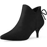 Perphy Pointed Toe Bow Kitten Heel Ankle Booties for Women