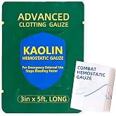 Quick Clot Kaolin Hemostatic Gauze &ndash; First Aid Supplies for Fast Bleed Stop | Sterile Clotting Bandage,IFAK,Combat Gauze, survival kit,First Aid Kit,compressed gauze,blood stop, trauma first aid,3'' x 5'