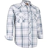 COEVALS CLUB Men's Western Pearl Snap Button Up Casual Cowboy Long Sleeve Two Pockets Work Shirts