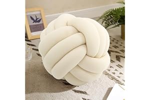 KUCCO-PILLOW Knot Pillow Ball-Shaped Decorative Throw Pillows,Ivory 27cm Cute Couch Cushion Knotted Plush Pillow Suitable for Living Room Bed Decoration Handmade Braided Throw Pillows
