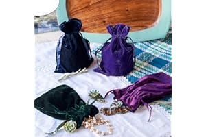 Huji Luxurious Cloth Velvet Soft Tarot Magic Drawstring Bags Jewelry Pouch Bags Tarot Card Size Dice Bags Bundle of 4: Moss Green, Navy Blue, Purple, and Indigo 6" X 9" (1, Pack of 4)