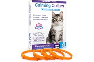 G · PEH Calming Collar for Cats, Pheromone Collar for Cats, Anxiety Relief for Pets, 60-Day Long Calming Effect, Relief Anxiety Stress Separation - Suitable for Small, Medium, and Large Cats, 4 Pack