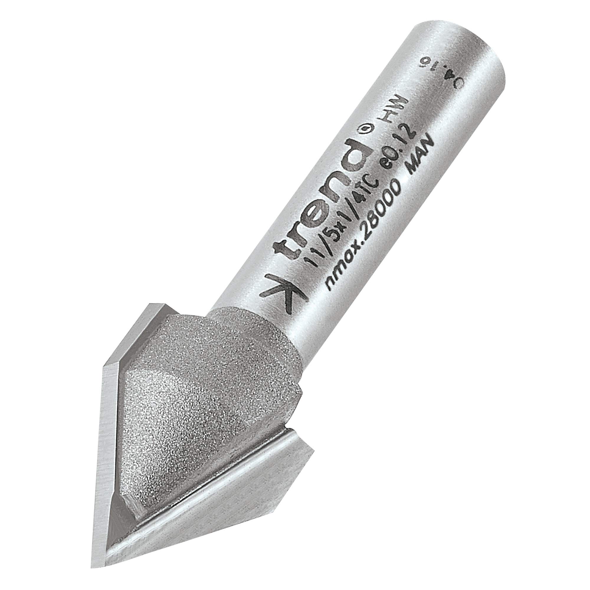 Trend Professional Chamfer V Groove Router Cutter, 60 Degrees Angle, 1/4 Inch Shank, 12.7mm Diameter and 10.3mm Cut Length, Tungsten Carbide Tipped, 11/5X1/4TC