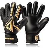 DERSISE Goalie Gloves, 4mm Thick Latex Anti-Slip Palm Finger Save Goalkeeper Gloves for Kids Youth Adults, All Weather Breathable Shock Absorption Soccer Training Match Goalie Gloves