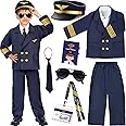Latocos Pilot Aviator Costume for Kids Boys Ages 3-12 Airline Captain Uniform Career Day Dress Up Birthday Halloween Cosplay