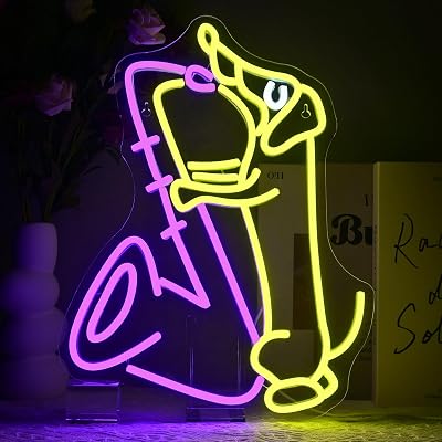 SIGNSHIP Dachshund Sax Neon Sign Wall Decor LED Light