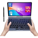 KOOFORWAY 8" Mini Laptop Touchscreen,Win 11 Pro N95, 12GB LPDDR5, 512GB SSD | Portable Pocket PC with Stylus Support,, Wi-Fi 6, BT 5.2 2 MP Camera, G-Sensor, HDMI, Type C, for Travel or Work