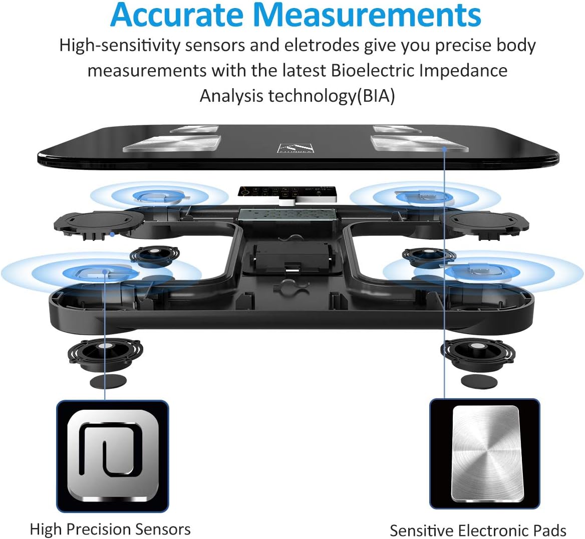 FITINDEX Smart Body Fat Scale, Digital BMI Weight Wireless Scale, Body Composition Monitor with Smartphone App for Body Weight, Body Fat, Muscle Mass, 396lbs - Black: Health & Personal Care