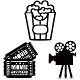 3 Pieces Home Movie Theater Room Decor Cinema Wall Art Wooden Movie Reel Wall Sign Home Theater Action Sign Cinema Movie Film