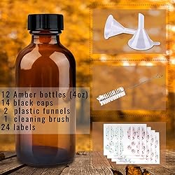 PINIWON 12 Pack 4 oz Amber Glass Bottles, 120ml