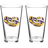The Memory Company Officially Licensed NCAA 16 oz Pint Glasses Set of 2-16 oz Pint Glass, Licensed Team Drinkware, Stylish Gameday Glassware, Team Logo