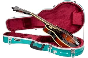 Crossrock ABS Molded Case for F-Style Mandolin | Matte Textured Finish, Plush Interior, Locking Latch, Backpack Straps – Durable Hardshell Protection-Mint Blue (CRA862MFMB)