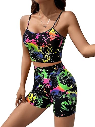 GORGLITTER Women's Piece Rave Outfits Sleeveless Cami Top and